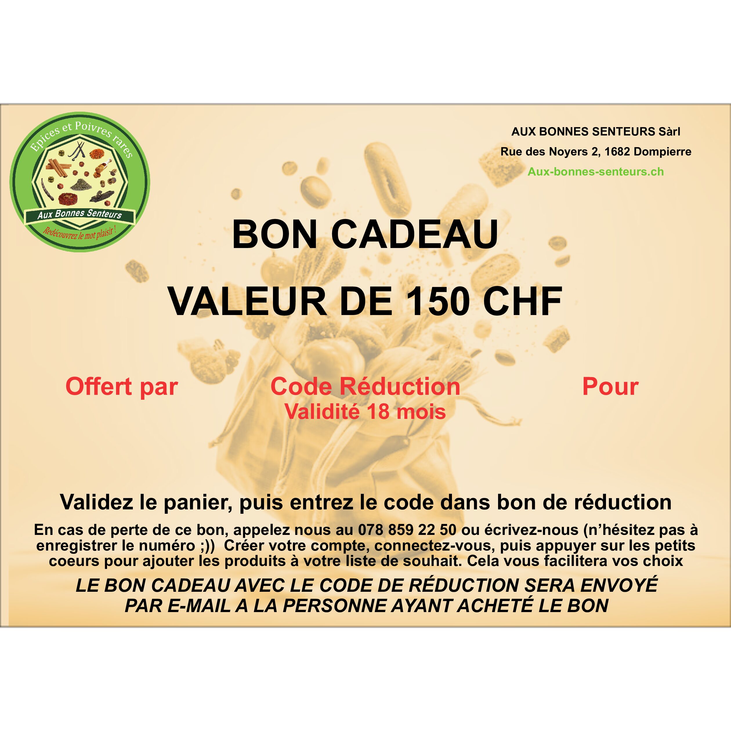 Bon Cadeau 150 CHF