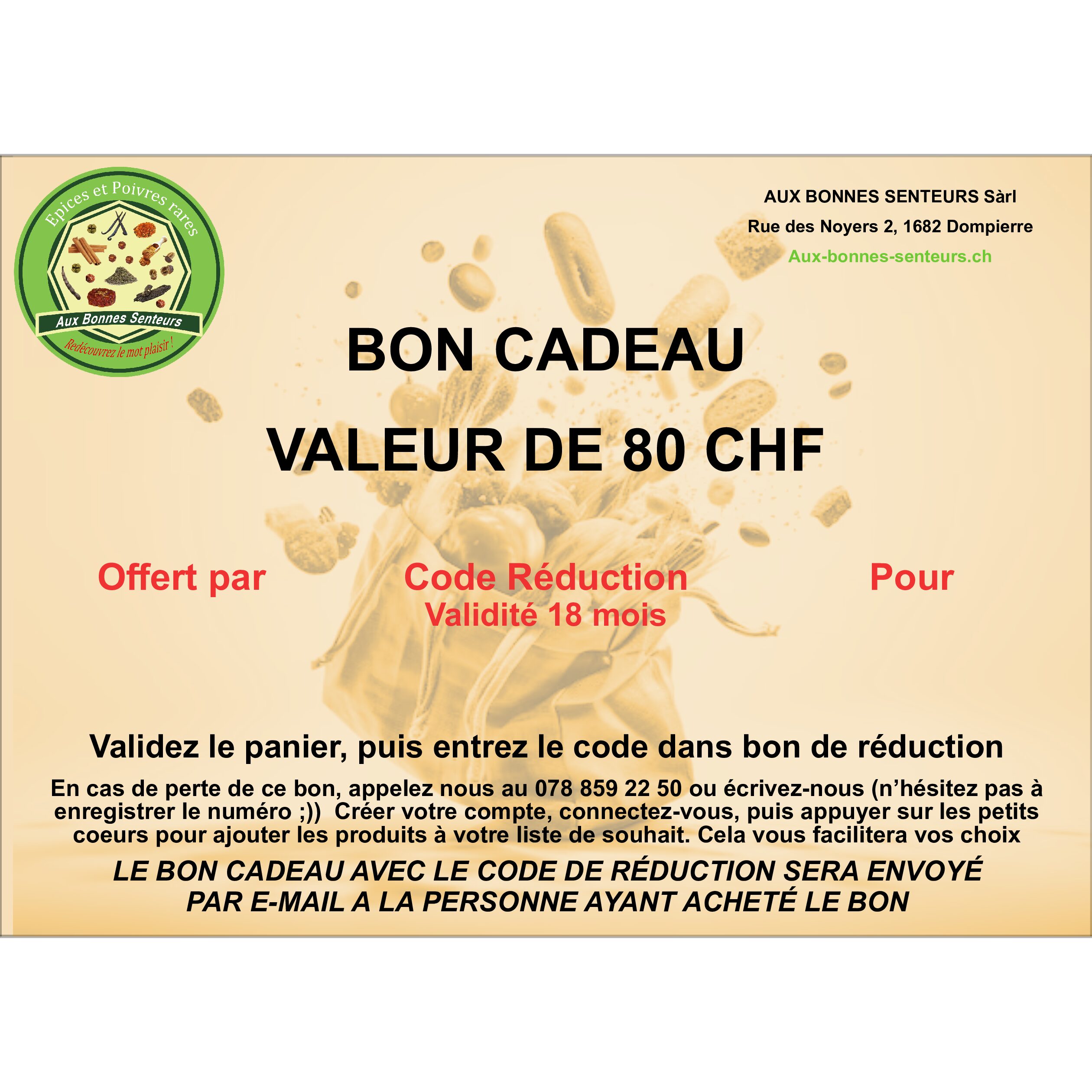 Bon Cadeau 80 CHF
